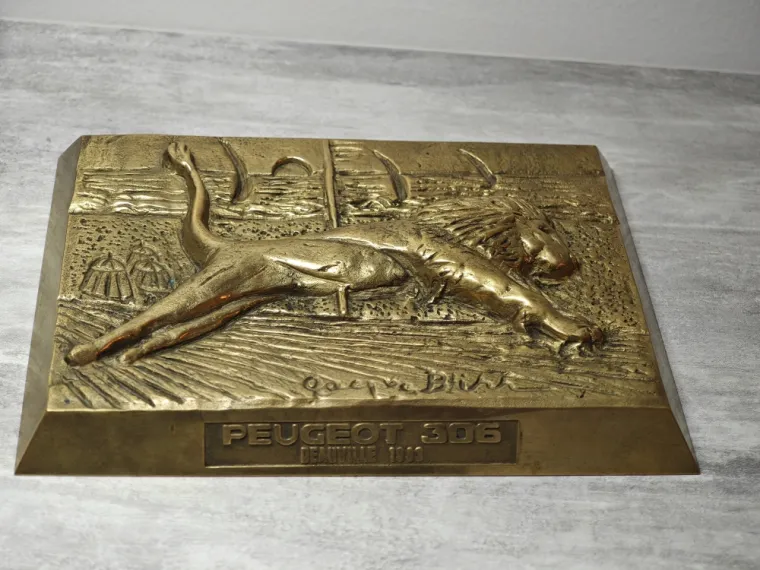 Plaque de bronze sortie des Peugeot 306 dans l'Aisne, Soissons, Ecobrocante